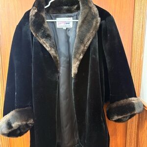 Luxurious Black Faux Fur Coat